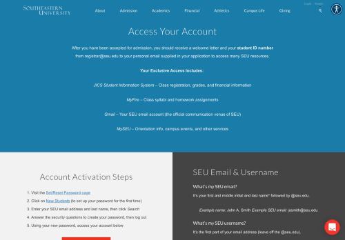
                            3. Log In Instructions - Southeastern University