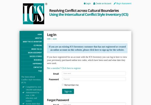 
                            11. Log In | Intercultural Conflict Style Inventory