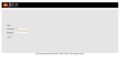 
                            5. Log In - Jez Enterprises - Work Order System