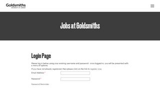 
                            3. Log in - Jobs system, Goldsmiths, University of London