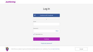 
                            8. Log In - JustGiving