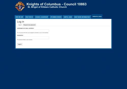 
                            9. Log in | Knights of Columbus - Council 10863