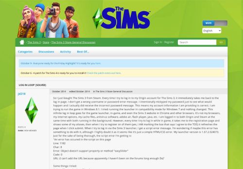 
                            10. Log in loop (Solved) — The Sims Forums