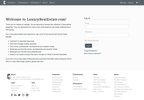 
                            10. Log In - Luxury Real Estate