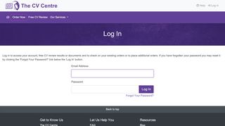 
                            1. Log In - Manage Your Account and Orders | The CV Centre
