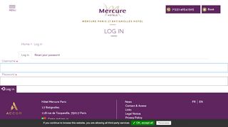 
                            9. Log in | Mercure Paris 17 Batignolles Hotel