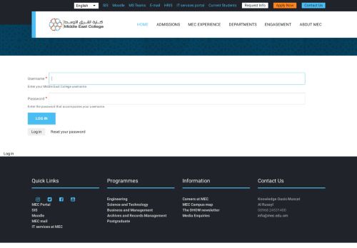 
                            9. Log in | Middle East College