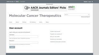 
                            6. Log in - Molecular Cancer Therapeutics - AACR Journals