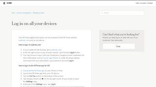 
                            2. Log in on all your devices - Help - The New York Times