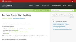 
                            1. Log In on Browser Start (LastPass) | IT@Cornell