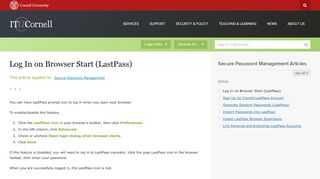 
                            12. Log In on Browser Start (LastPass) | IT@Cornell