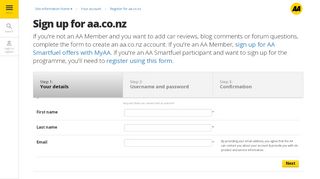 
                            2. Log in or register | AA New Zealand