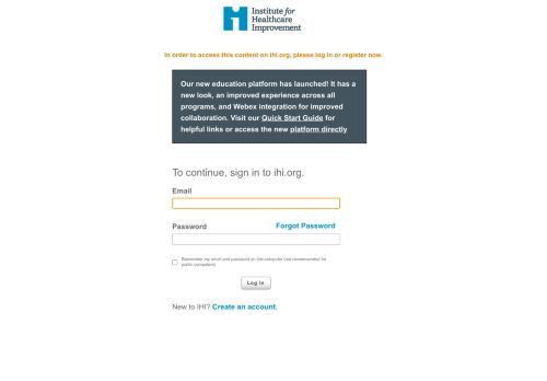 
                            3. Log In or Register - Institute for Healthcare Improvement