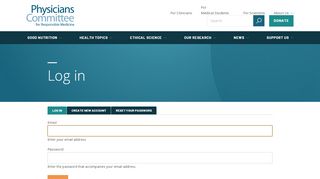 
                            1. Log in | Physicians Committee