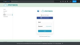 
                            1. Log In - Physics Stack Exchange