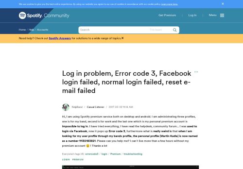 
                            3. Log in problem, Error code 3, Facebook login faile... - The ...