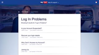 
                            3. Log In Problems - SKY BET support