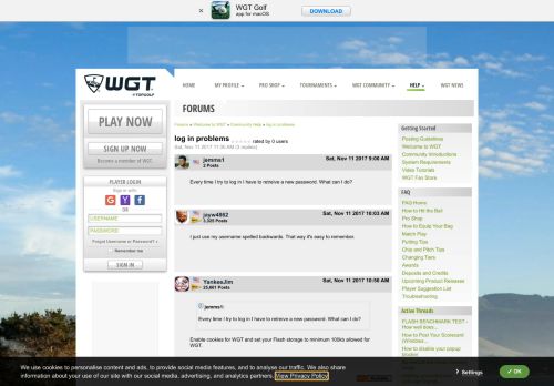 
                            3. log in problems - World Golf Tour - WGT Golf