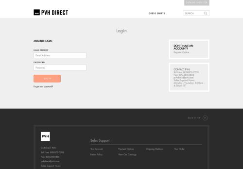 
                            9. Log In - PVH Direct