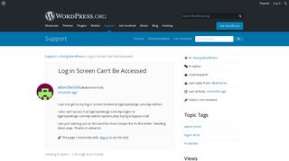 
                            12. Log in Screen Can't Be Accessed | WordPress.org