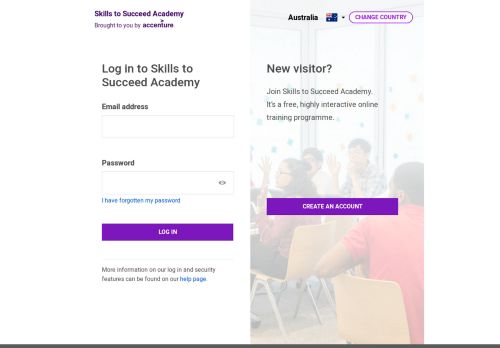 
                            2. Log In Screen - Skills to Succeed Academy