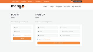 
                            9. Log In / Sign Up Log In - My Mango Mobile