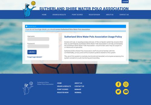 
                            6. Log In - Sutherland Shire Water Polo Association - revolutioniseSPORT