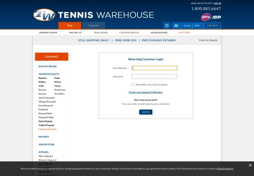 
                            1. Log In | Tennis Warehouse