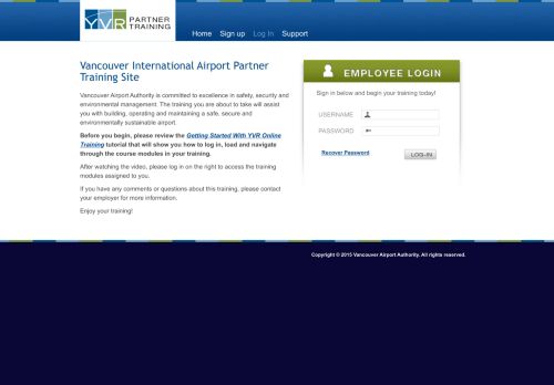 
                            1. Log In - the Vancouver International Airport Partner Training Site