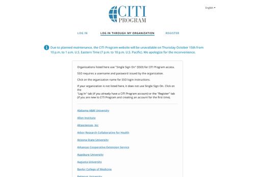 
                            2. Log In Through My Institution - CITI - Collaborative Institutional ...