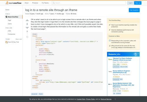 
                            13. log in to a remote site through an iframe - Stack Overflow