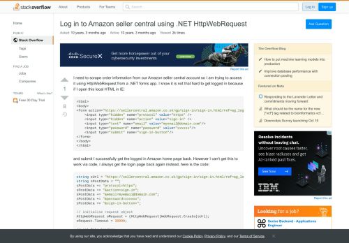 
                            11. Log in to Amazon seller central using .NET HttpWebRequest - Stack ...