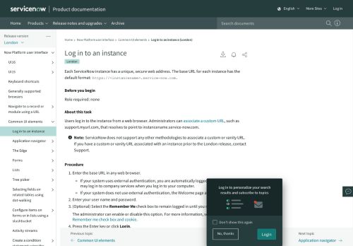 
                            7. Log in to an instance - ServiceNow Product Documentation