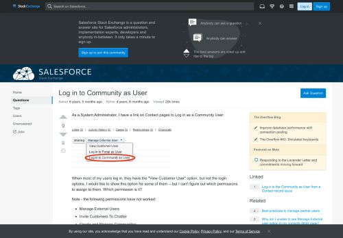 
                            7. Log in to Community as User - Salesforce Stack Exchange