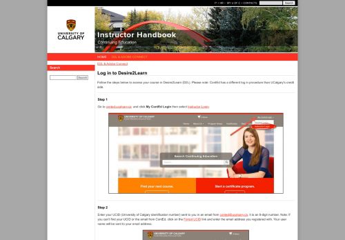 
                            4. Log in to Desire2Learn | Instructor Resources | University of Calgary