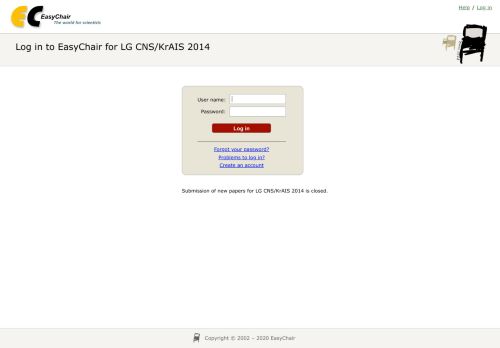 
                            7. Log in to EasyChair for LG CNS/KrAIS 2014