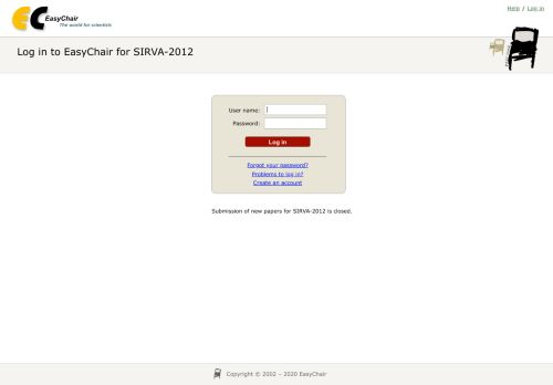 
                            11. Log in to EasyChair for SIRVA-2012