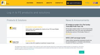 
                            3. Log in to FE Analytics and more FE products and solutions