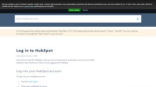 
                            2. Log in to HubSpot - HubSpot Support