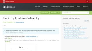 
                            5. Log In to Lynda.com | IT@Cornell
