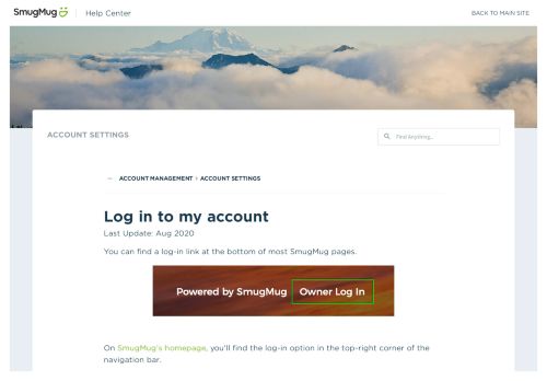 
                            1. Log in to my account - SmugMug Help