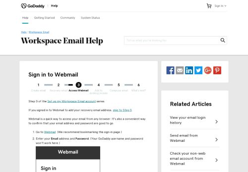 
                            1. Log in to my email account | Workspace Email - GoDaddy Help SG