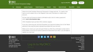 
                            7. Log In to MyCMCC - Canadian Memorial Chiropractic College