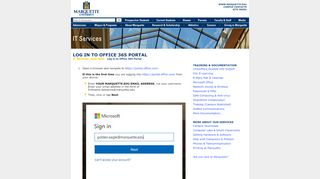 
                            7. Log in to Office 365 Portal | IT Services | Marquette University
