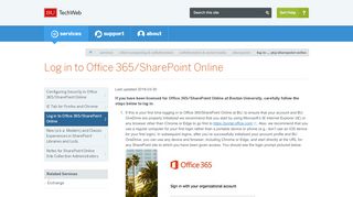 
                            10. Log in to Office 365/SharePoint Online : TechWeb : Boston University