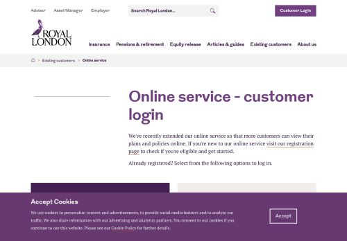 
                            2. Log in to online services - Royal London