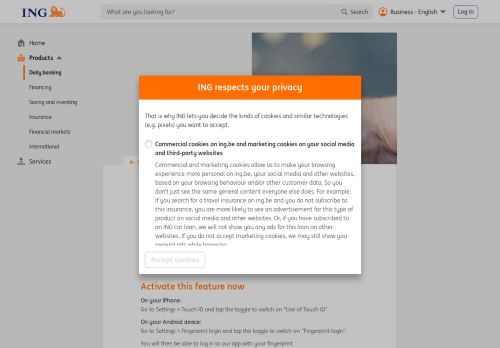 
                            13. Log in to our app with your fingerprint | ING Belgium