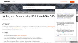 
                            7. Log in to Procore Using IdP-Initiated Okta SSO - Procore
