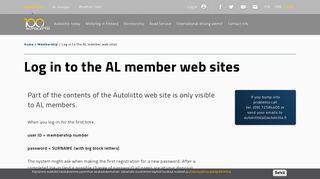 
                            9. Log in to the AL member web sites | Autoliitto