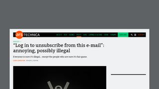 
                            1. “Log in to unsubscribe from this e-mail”: annoying, possibly illegal | Ars ...